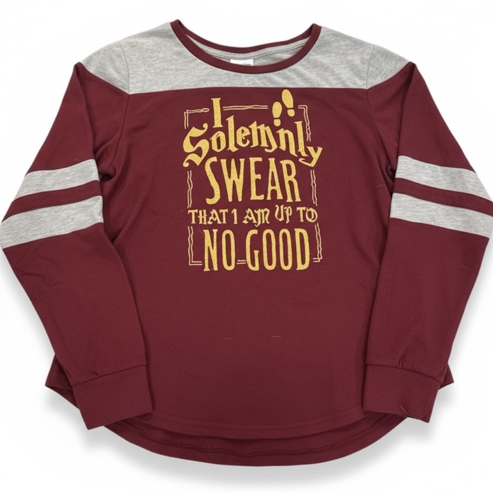 Harry Potter Burgundy and Gray Long Sleeve Tee
